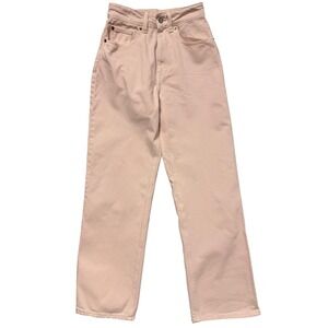 HM Womens High Waisted Straight Leg Jeans Pastel Pink Size 4 100% Cotton